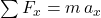  \sum F_{x}=m\, a_{x}