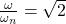  \frac{\omega}{\omega_{n}} =\sqrt{2} \,