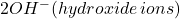 2OH^{-} (hydroxide \, ions)