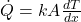  \dot{Q}=kA\frac{dT}{dx}\, 